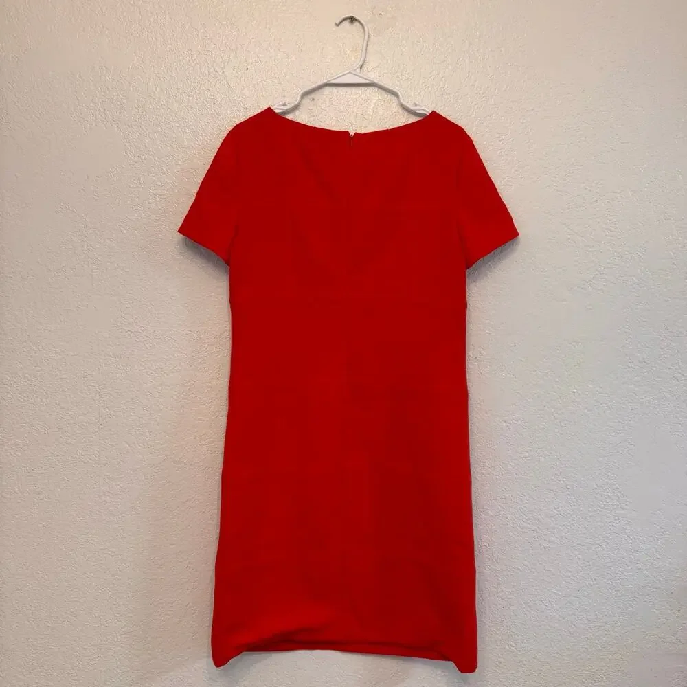 Tory Burch Classic Structured Red Short Sleeve Sheath Dress Size 6 Timeless